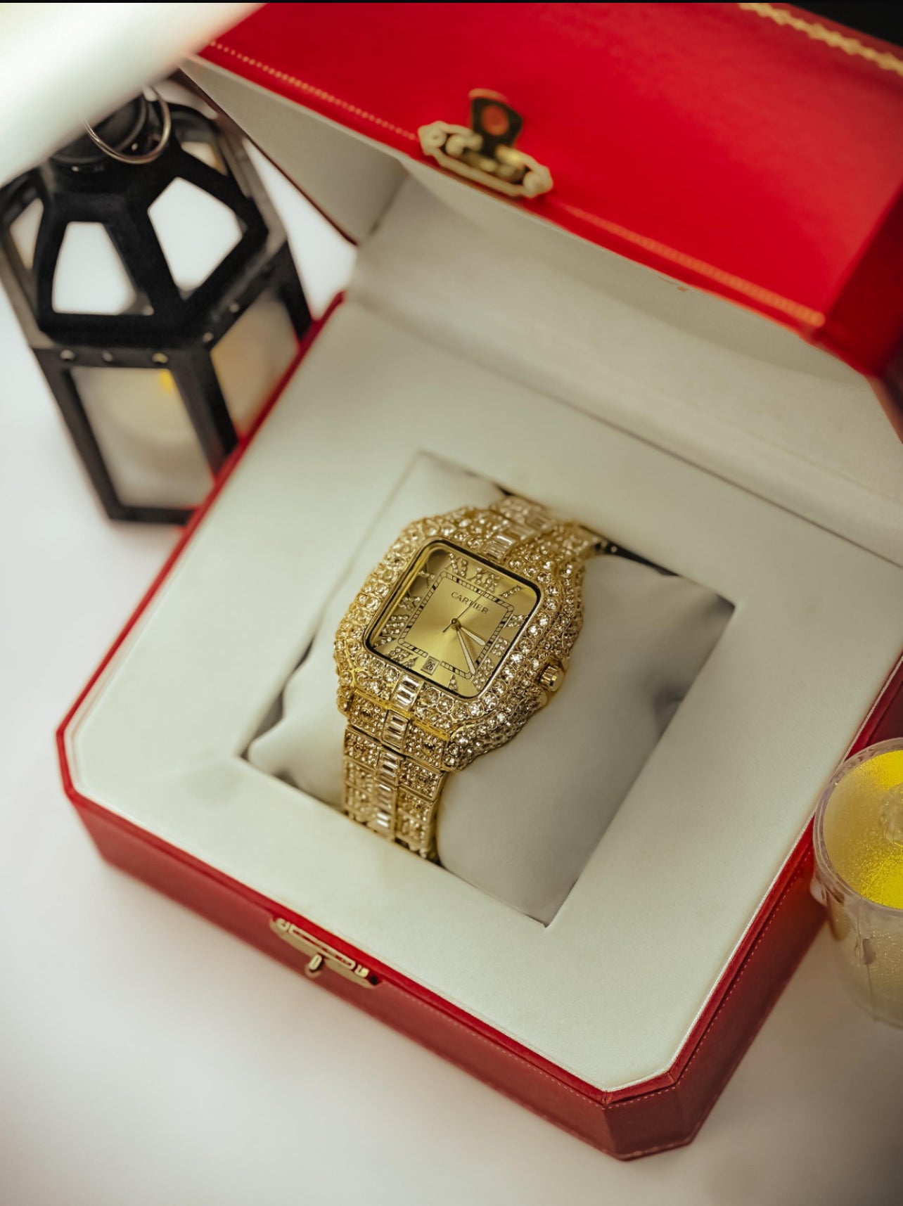 Iced out watch and chain set